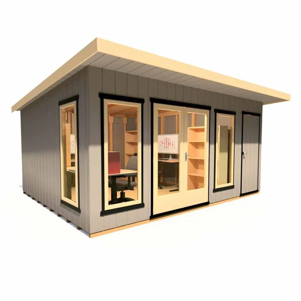 Shires Cali 16x12 Feet Pent 1 Garden Office - OSB/MDF - L456xW509.4xH246.1 cm in Light Brown 4