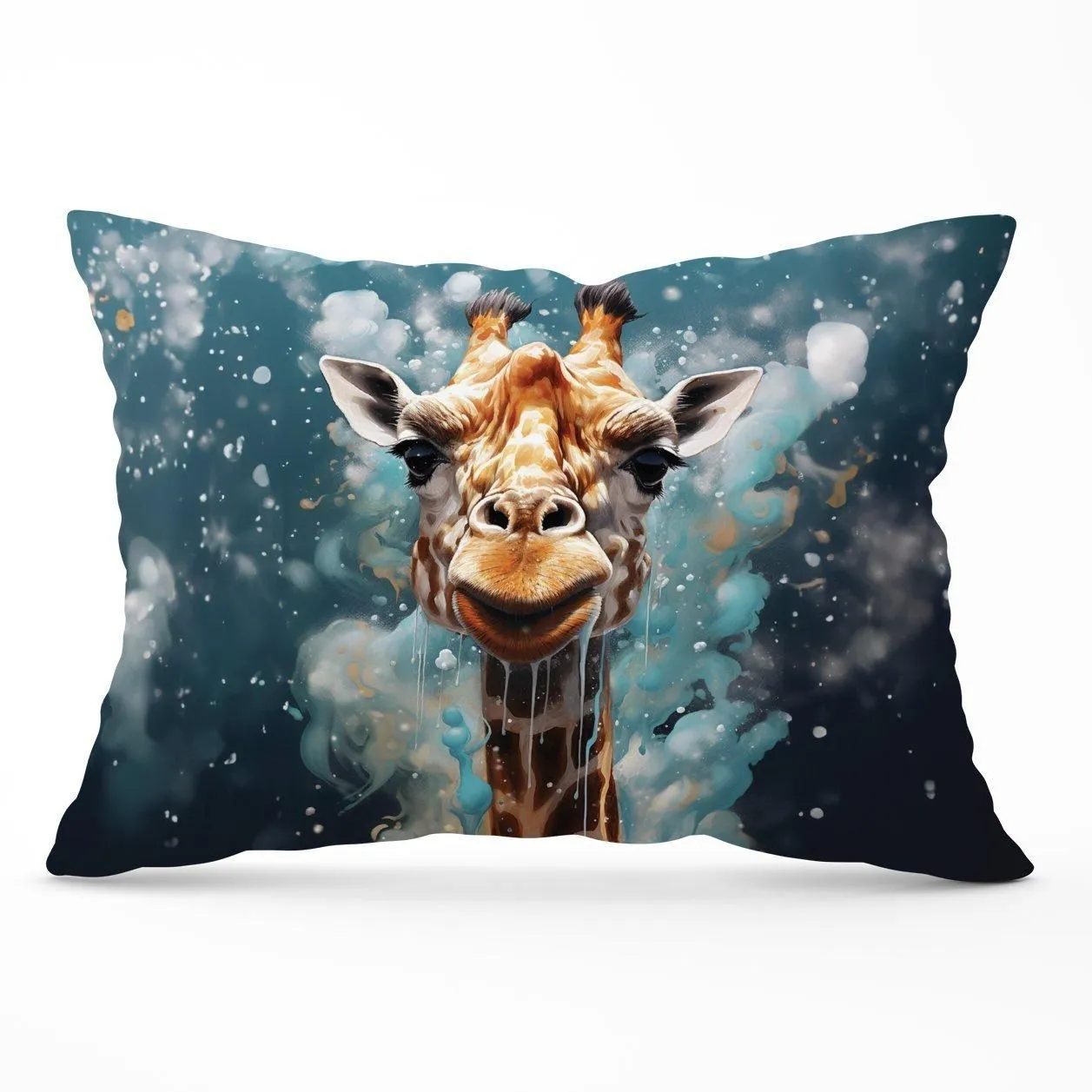 Warren Reed - Designer Splashart Giraffe Face Cushions in Grey