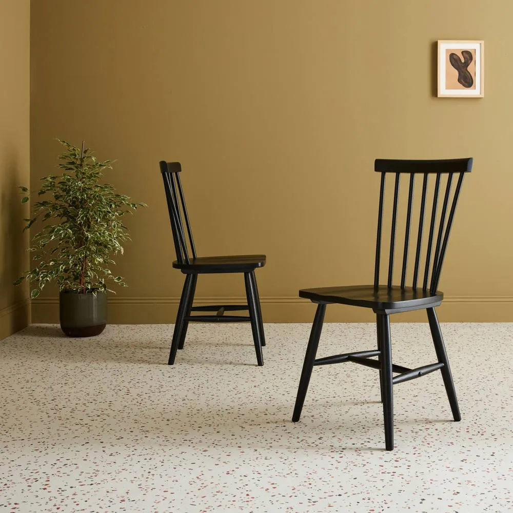 sweeek Pair Of Wooden Dining Chairs in Black 6