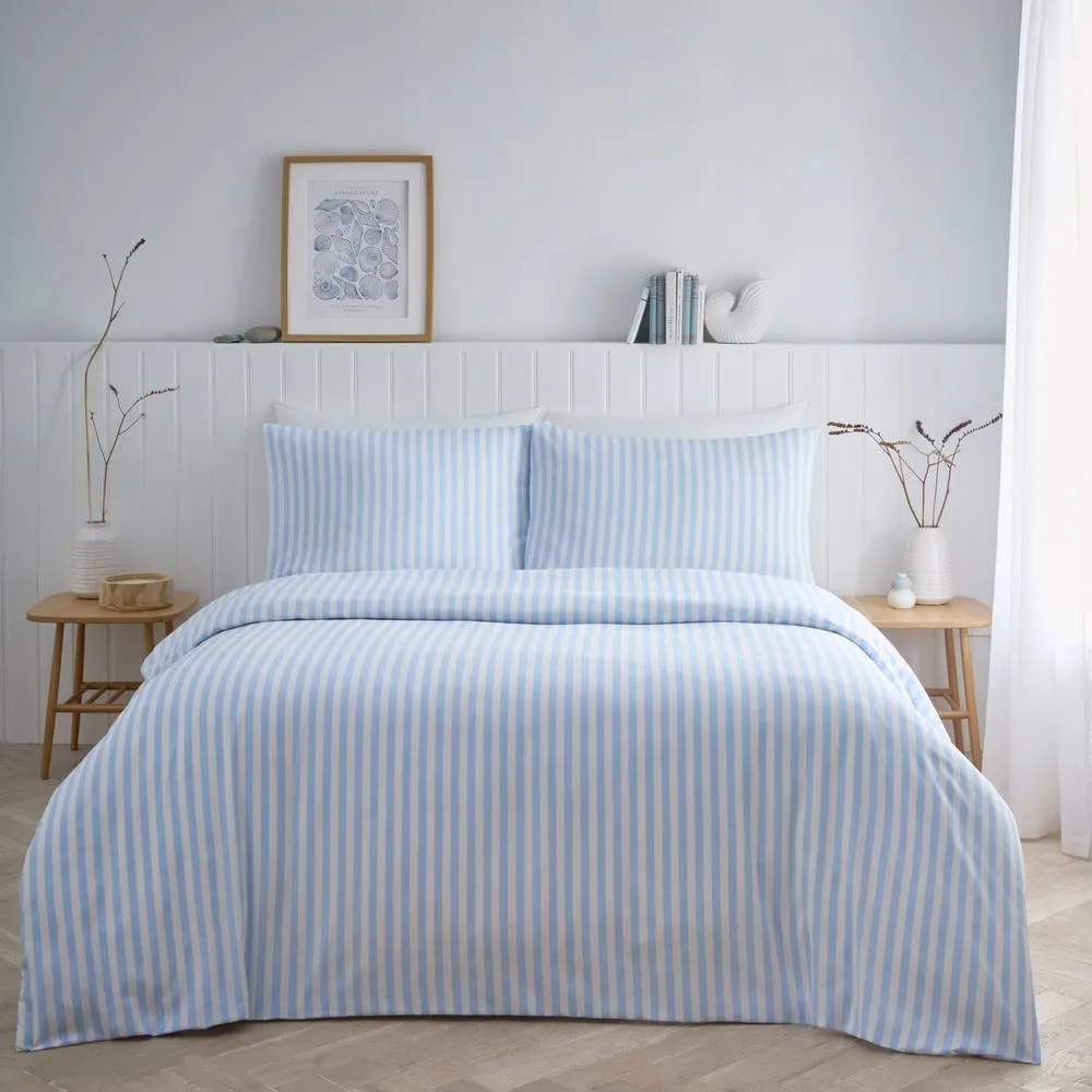 HomeSpace Direct Pencil Stripe Duvet Cover Set in Blue