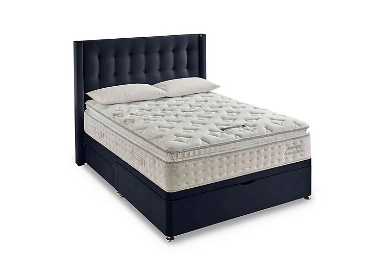 Revitalise Breathe 3000 Pillowtop Half Ottoman Divan Set - Double - Smooth Velvet Maritime