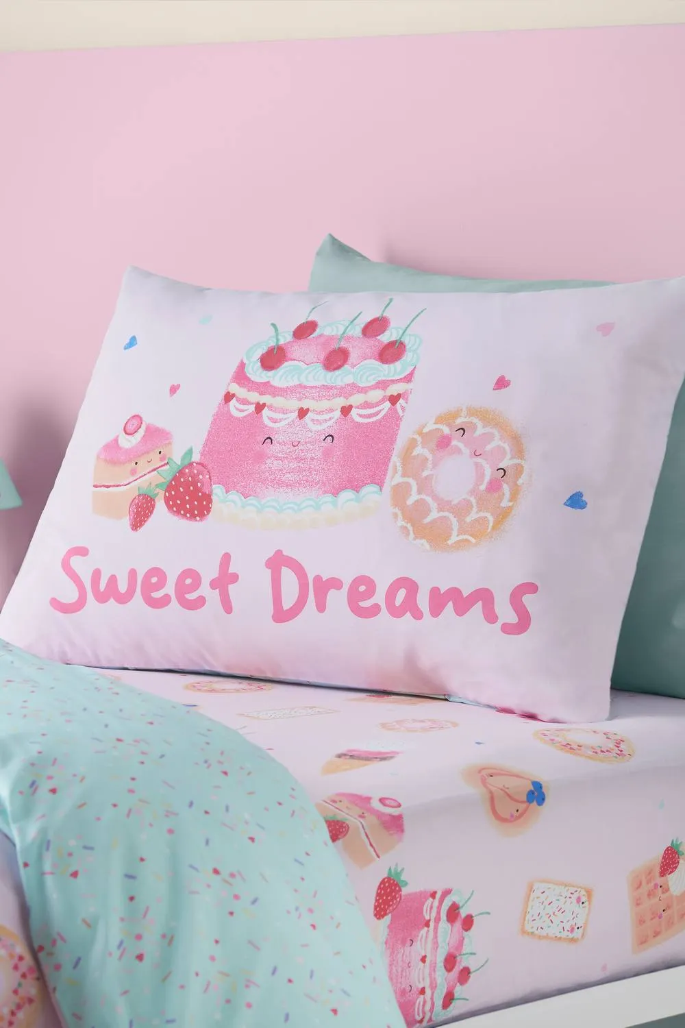 Catherine Lansfield 'Sweet Treats' Reversible Duvet Cover Set in Pink 3