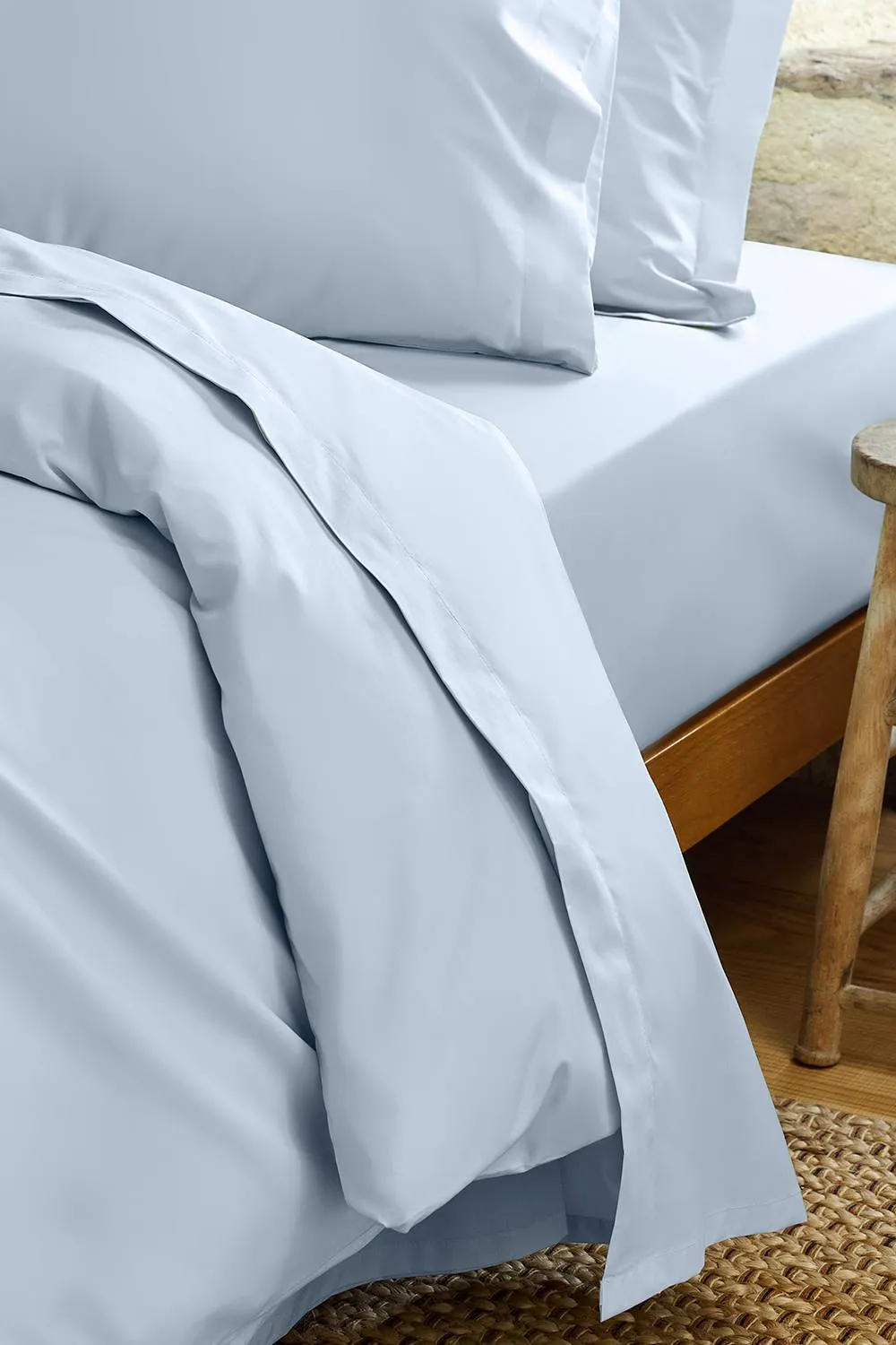 CHRISTY Pure Cotton Percale Flat Sheets in Pale Blue 2