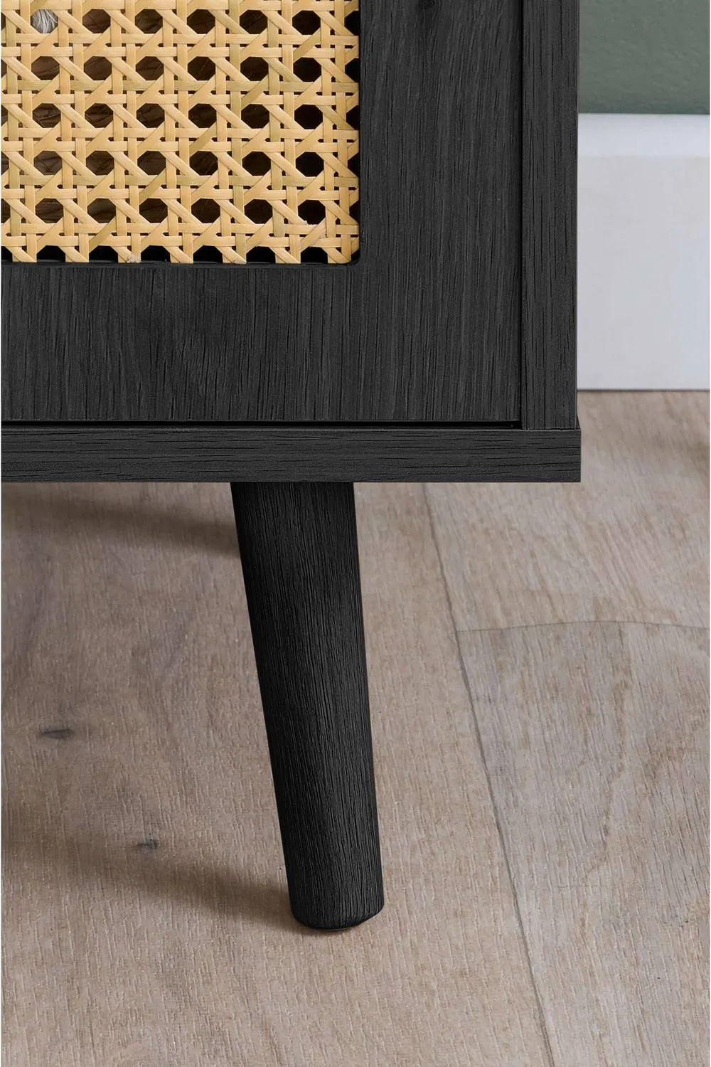 Birlea Croxley Large TV Unit Black Rattan Entertainment Stand 5