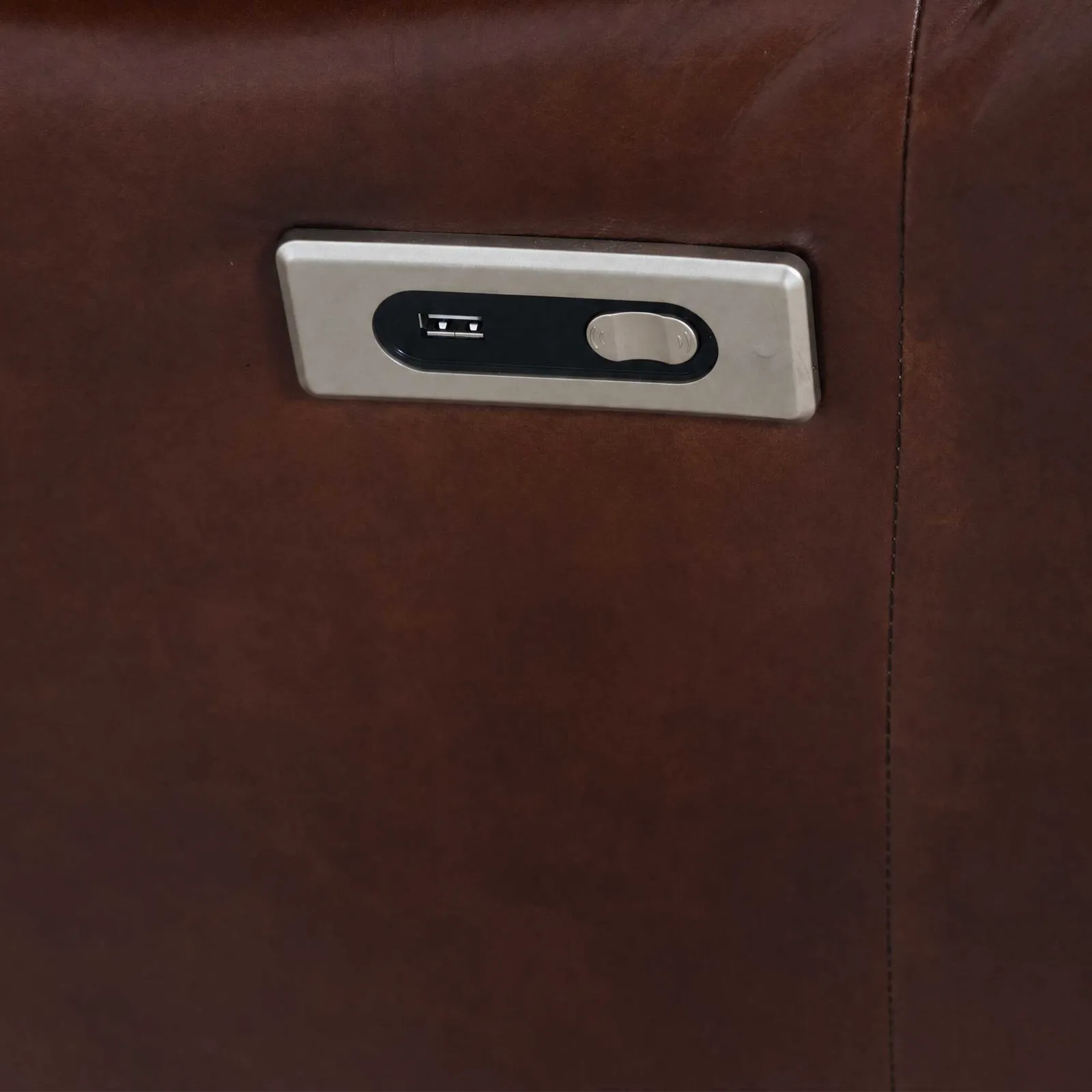 Brize Elect Rock Recl Armchair, Brown Leather | Barker & Stonehouse 4