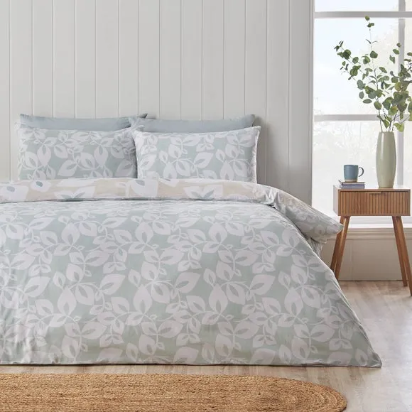 Catherine Lansfield Inga Leaf Polycotton Duvet Cover & Pillowcase Set 3