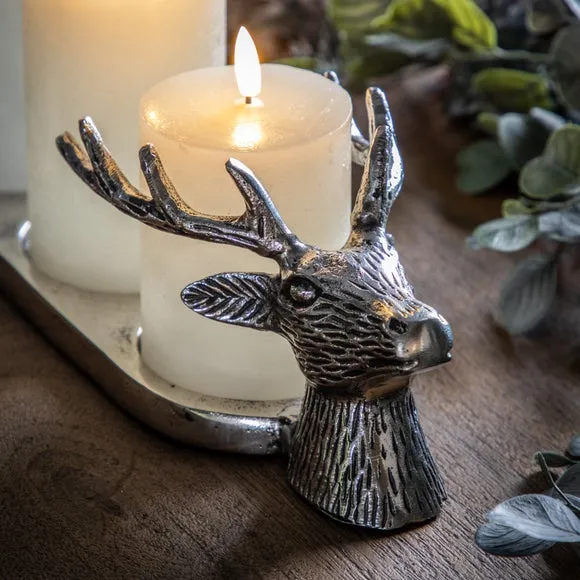 Gallery Direct Stag Candleholder Aluminium 420x105x110mm, Grey 2