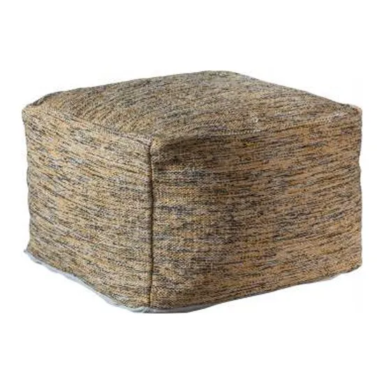 Miranda Fabric Upholstered Pouffe In Ochre