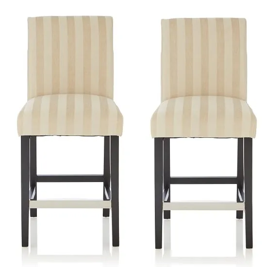 Alden Bar Stools In Cream Fabric And Black Legs In A Pair