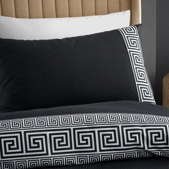 Catherine Lansfield Artemis Greek Key Black Duvet Cover and Pillowcase Set 3