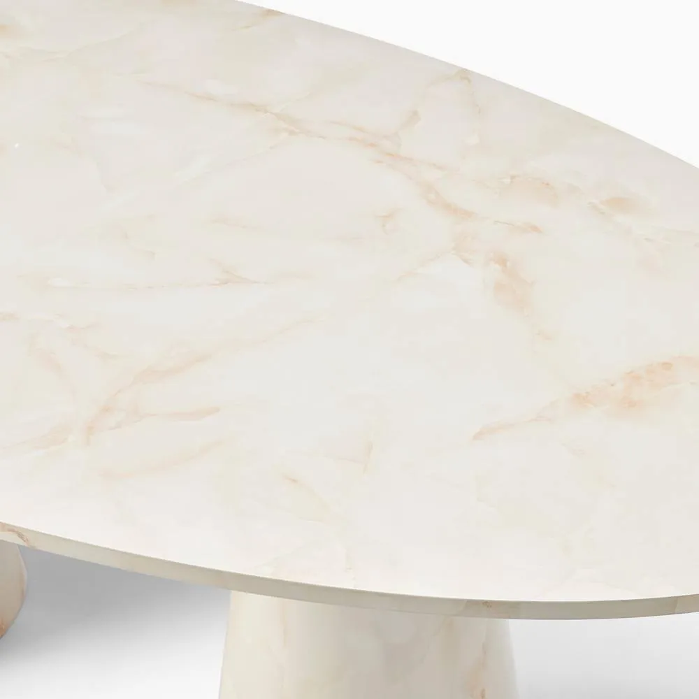 FurnitureboxUK Palma Oval Marble Effect 6-8 Seater Dining Table in Cream 6