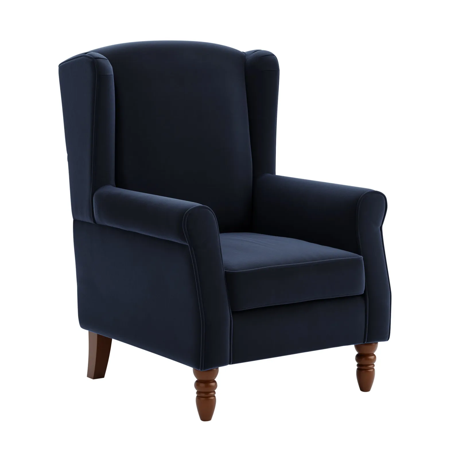 Oswald Wingback Armchair Velvet Navy Blue