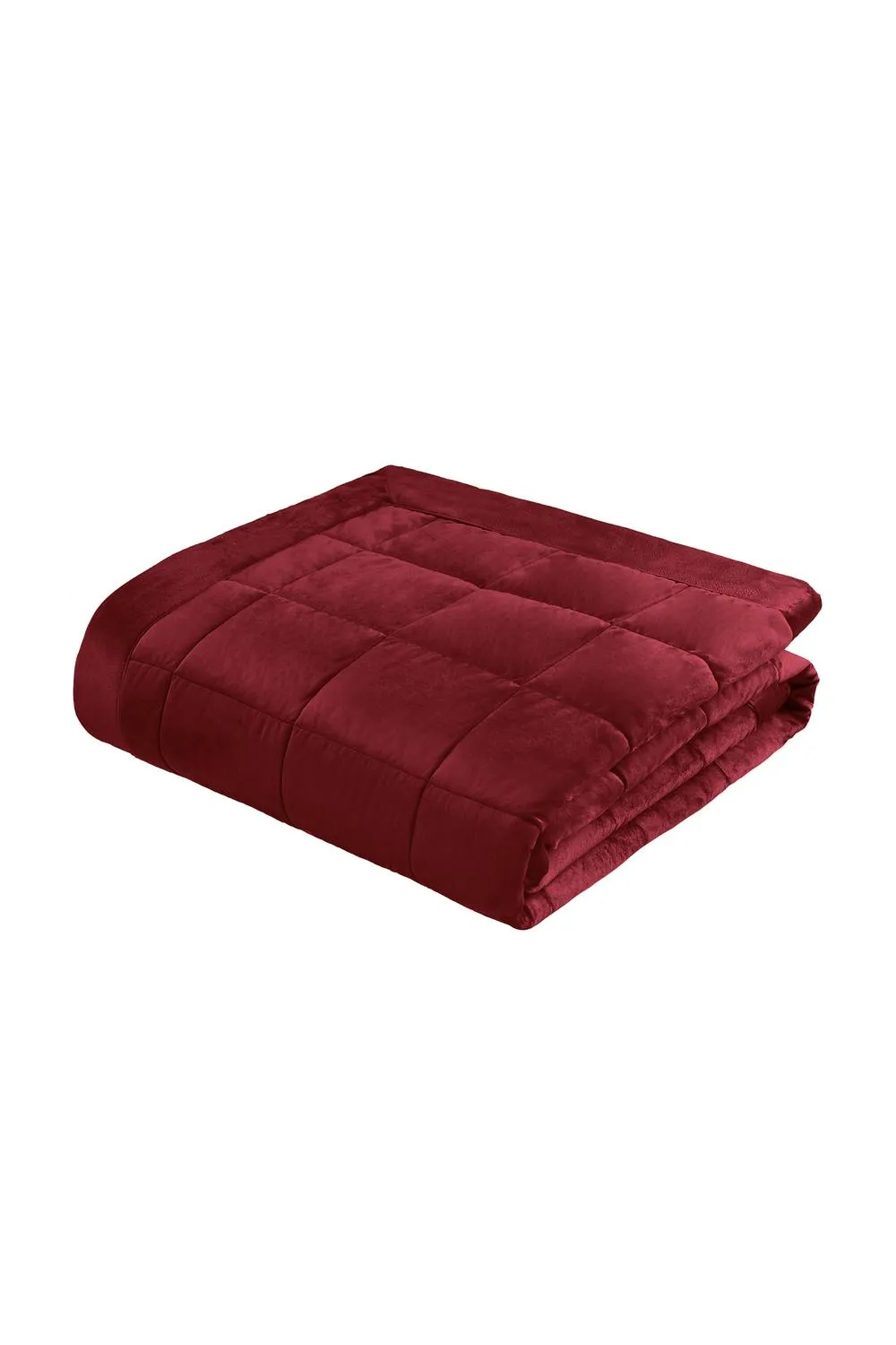 Catherine Lansfield 'Kingsley Matt Velvet' Quilted Bedspread in Burgundy 3