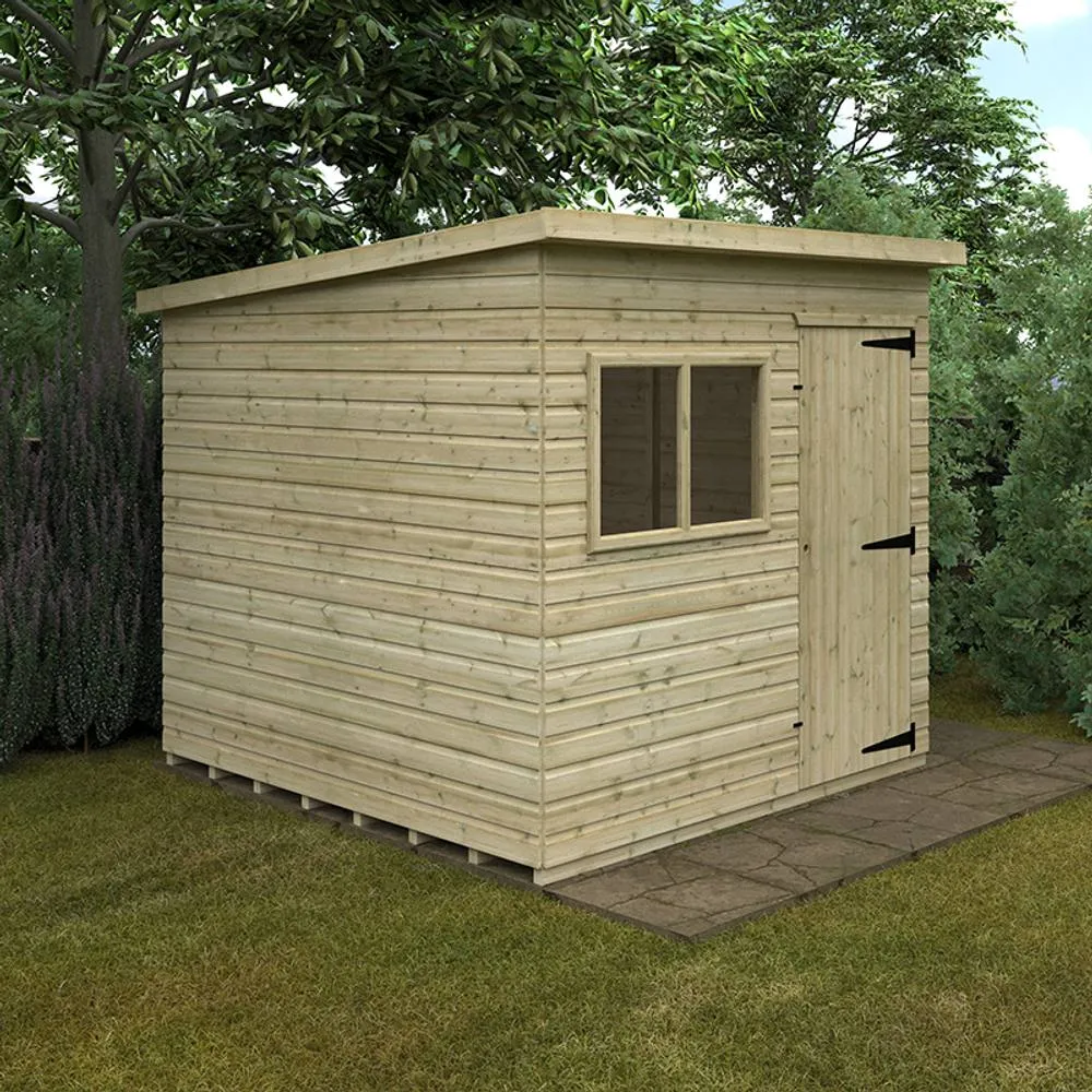 Buttercup Farm 8 x 8 Feet Tanalised Deluxe Pent 16mm Shed - Solid Wood/Softwood/Pine in Natural 2