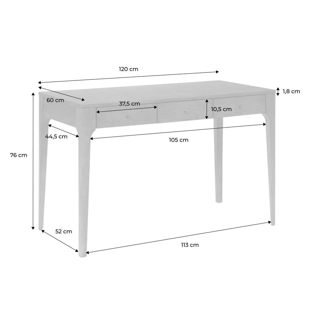 sweeek Rubberwood desk with 3 drawers ash veneer in Dark Brown 5