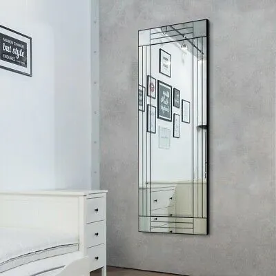 MirrorOutlet All Glass Modern Cheval Triple-Bevel Free Standing Mirror 170 x 58 CM in Silver 6