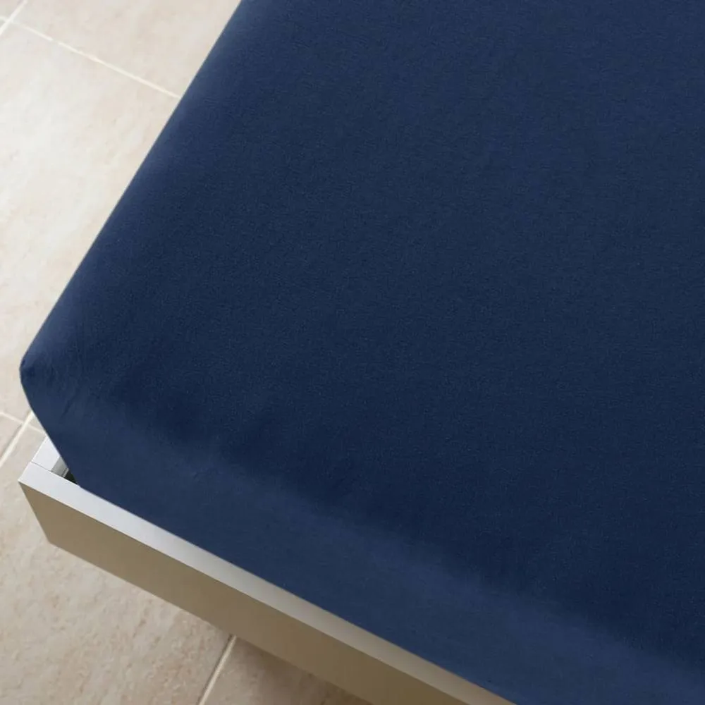 Berkfield Home Jersey Fitted Sheet Navy Blue 180x200 cm Cotton