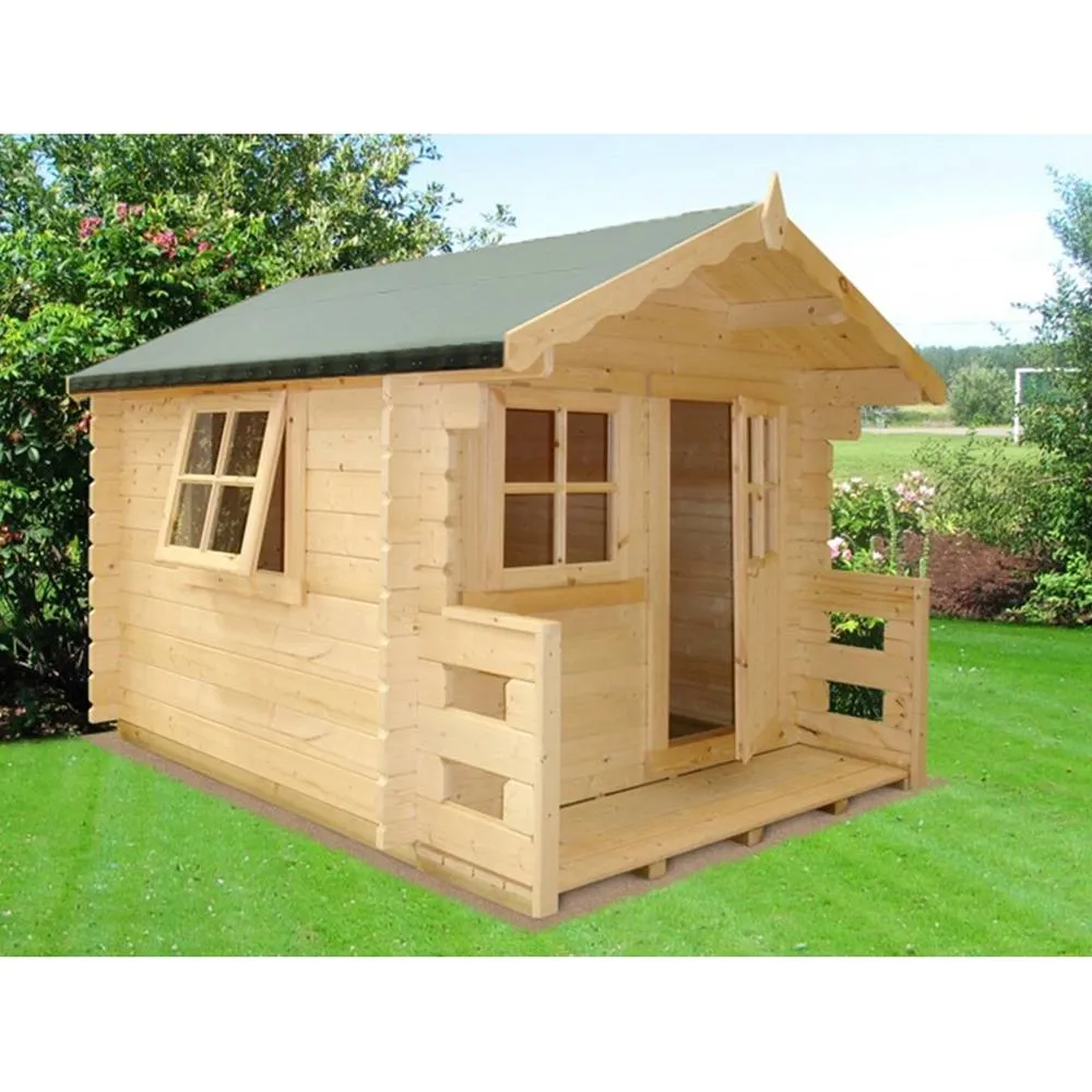 Shires Salcey Mini Log Cabin Playhouse Kid's Wendy House in Light Brown