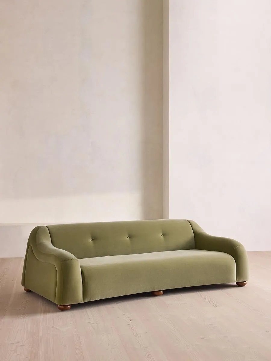 Liana Three Seater Sofa, Velvet, Lichen