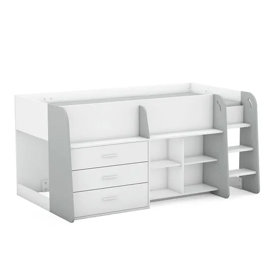 Oxley Wooden Childrens Bed In Matt White And Light Grey