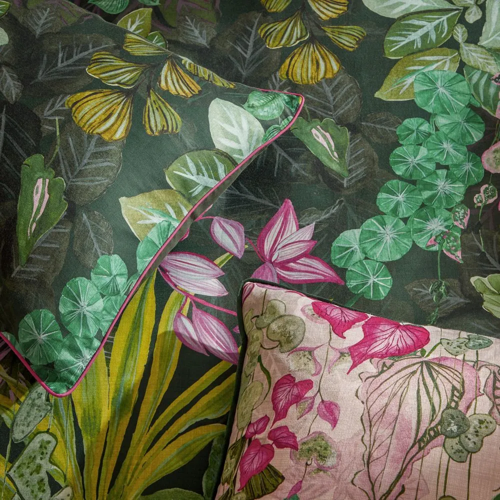 Paoletti Veadeiros Exotic Floral Pillowcase Pair in Green 2