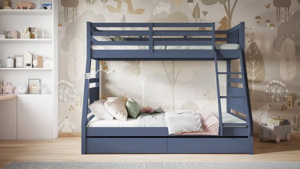 Flair Ollie Wooden Triple Bunk Bed with Drawers in Blue 3