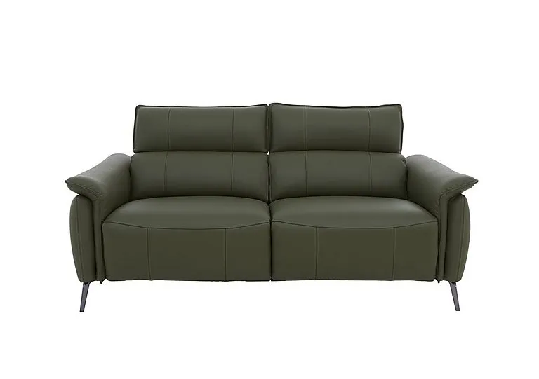 Jude Leather 3 Seater Power Recliner Sofa with Power Headrests, Power Lumbar and Heated Seats - Oslo Pine