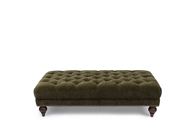 Wallace Fabric Rectangular Footstool with Turned Feet - Pine - Living Room Furniture - In Time for Christmas