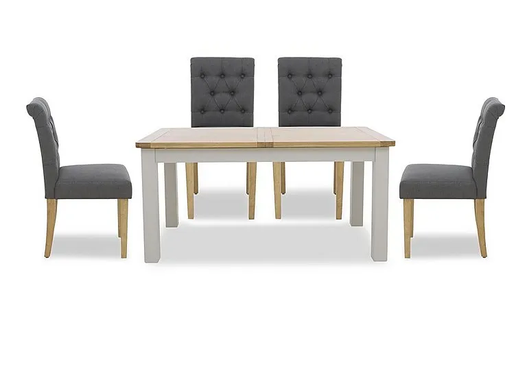 Lewis Rectangular Extending Dining Table and 4 Button Back Chairs - Anthracite