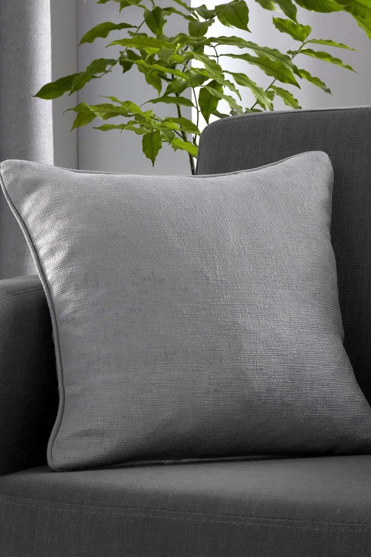 Fusion 'Strata' Luxe Velvet Filled Cushion in Silver 1
