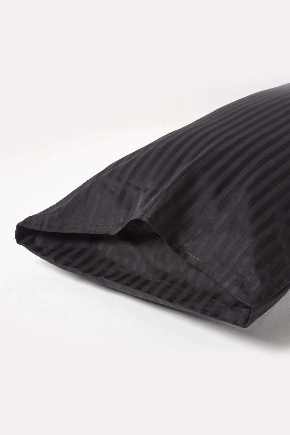 Homescapes Egyptian Cotton Satin Stripe Housewife Pillowcase 330 TC in Black 3