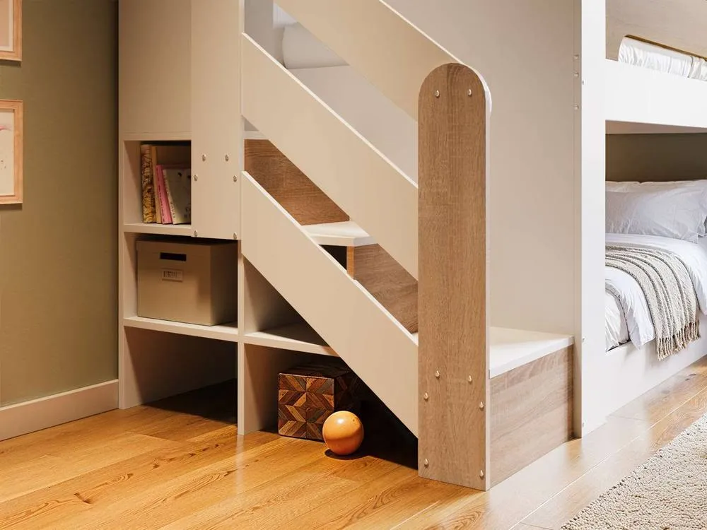 Flair Zeno Staircase Low Bunk with Storage in Light Oak 3