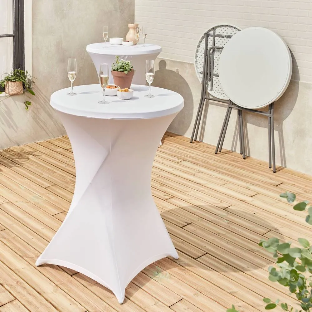 sweeek Pair of foldable high tables with protective covers in White 4