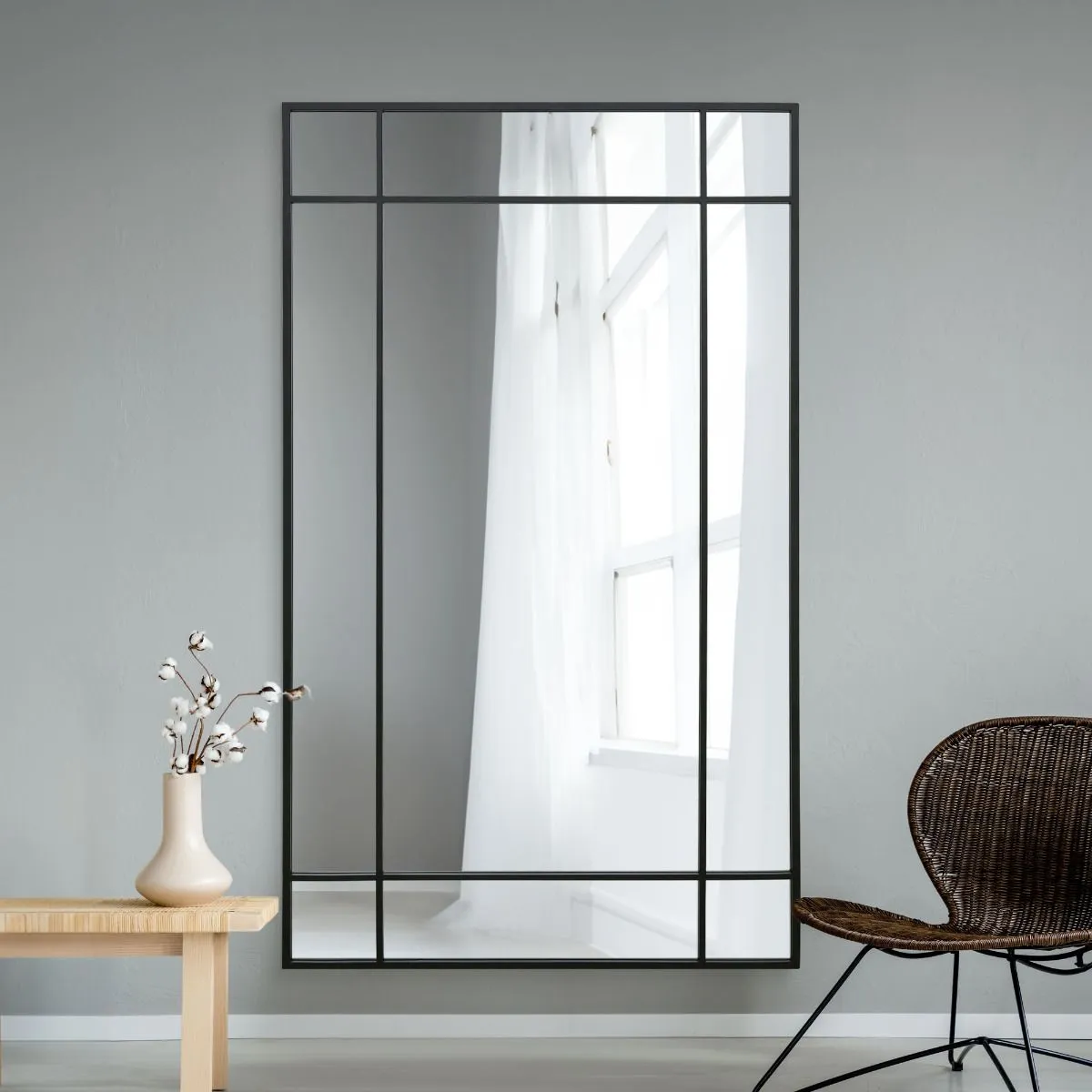 MirrorOutlet Black Contemporary Wall & Leaner Mirror 79" X 47" (200 x 120CM) 6