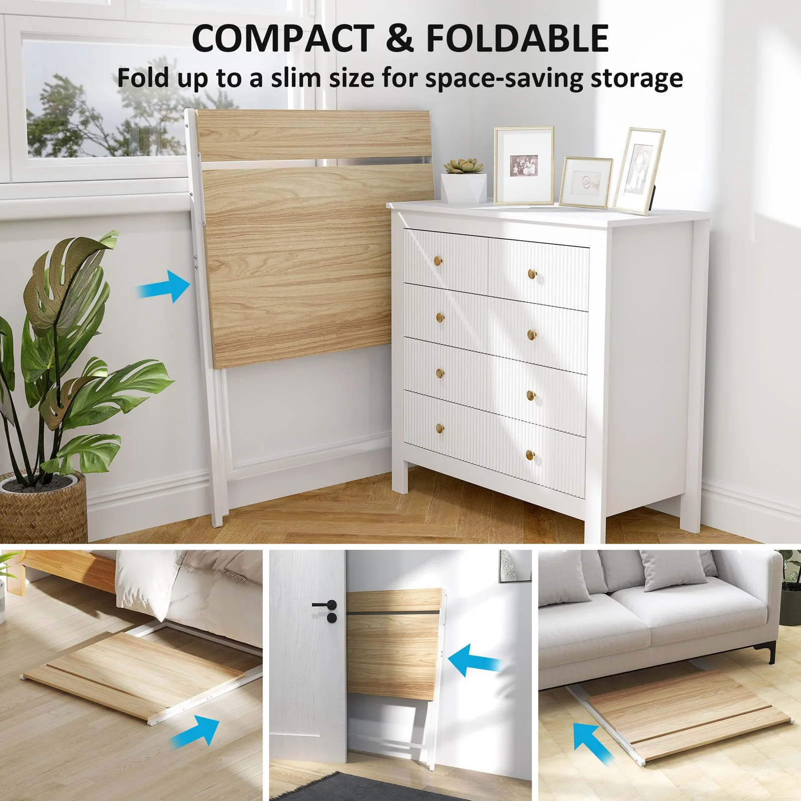 HOMCOM 81.5 cm Folding Computer Desk for Small Spaces Bedroom in Natural 4