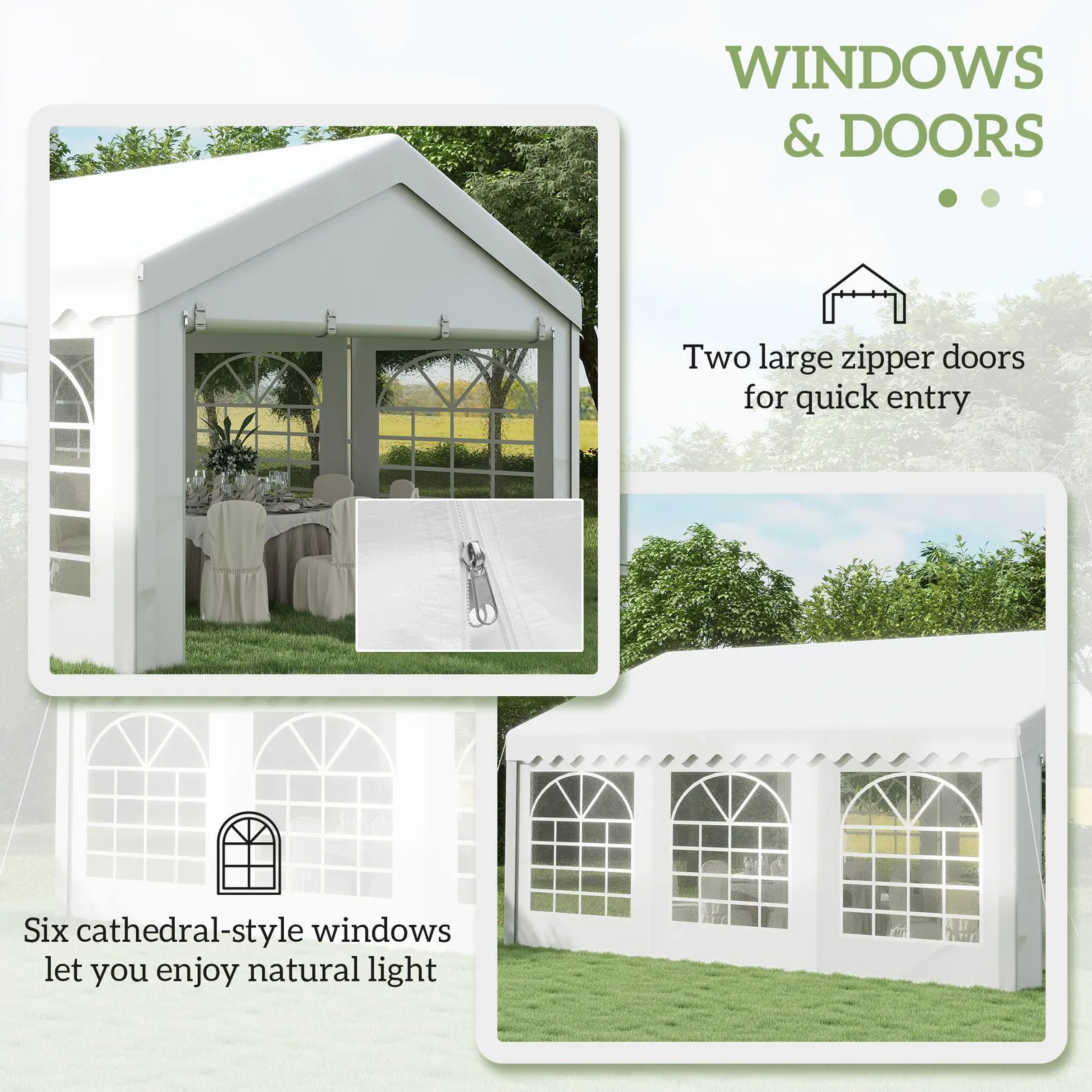 OUTSUNNY Garden Gazebo Portable Carport Shelter w/ Removable Sidewalls&Doors in Off-White 6