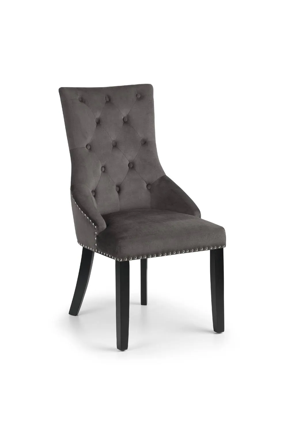 Julian Bowen Veneto Button Back Upholstered Knocker Back Dining Chair (Set of 2) in Grey 4