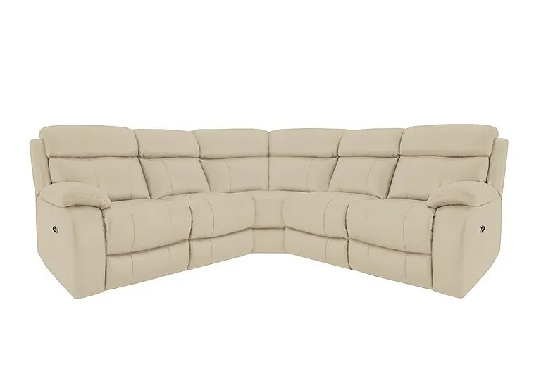 Moreno NC Leather Manual Recliner Corner Sofa - NC Bisque