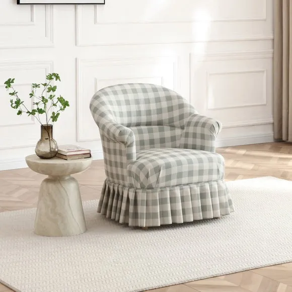 Goldie Frill Gingham Check Print Accent Chair