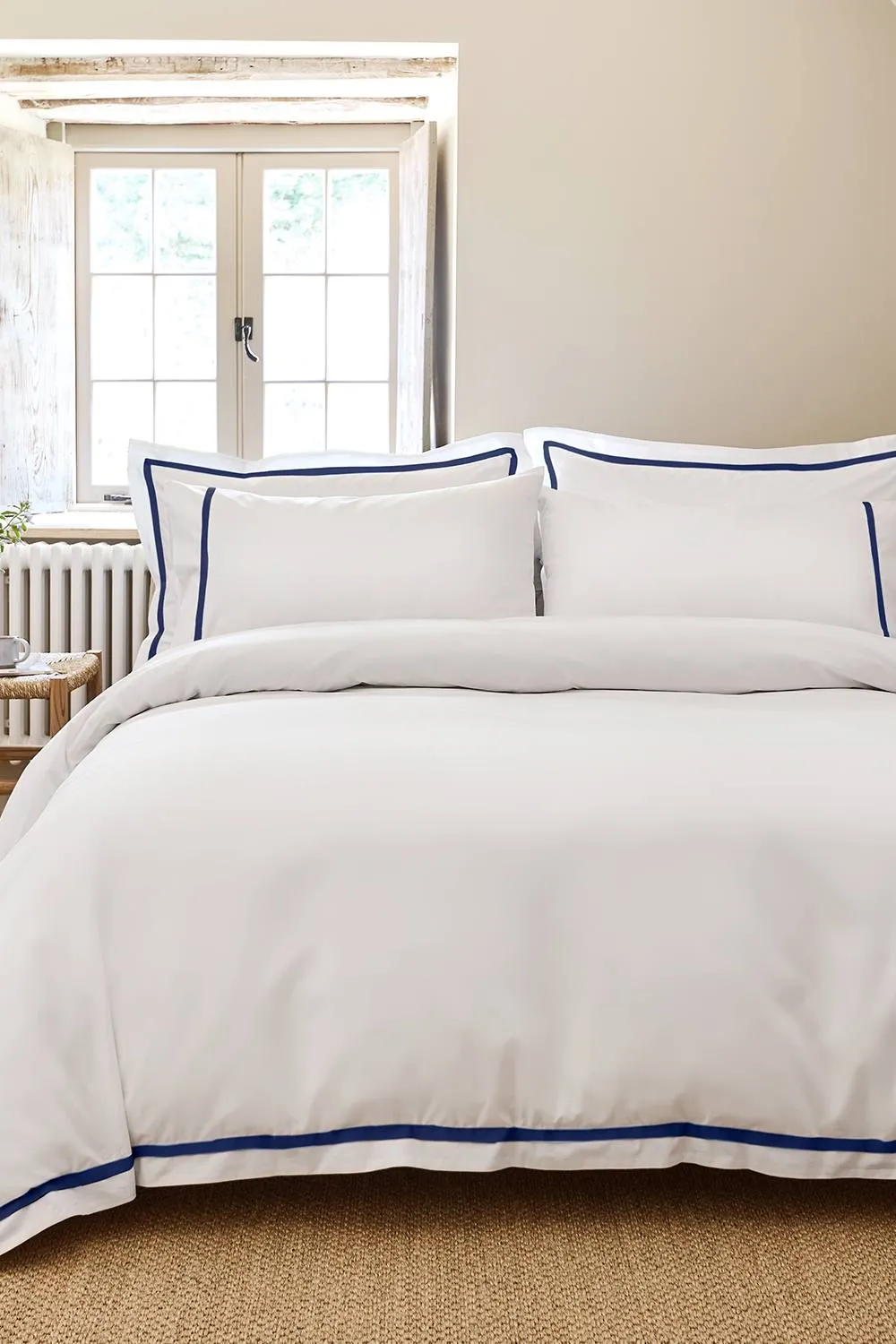 CHRISTY 'Beaumont' Luxury Cotton Percale Hotel Duvet Cover Sets in Navy 2