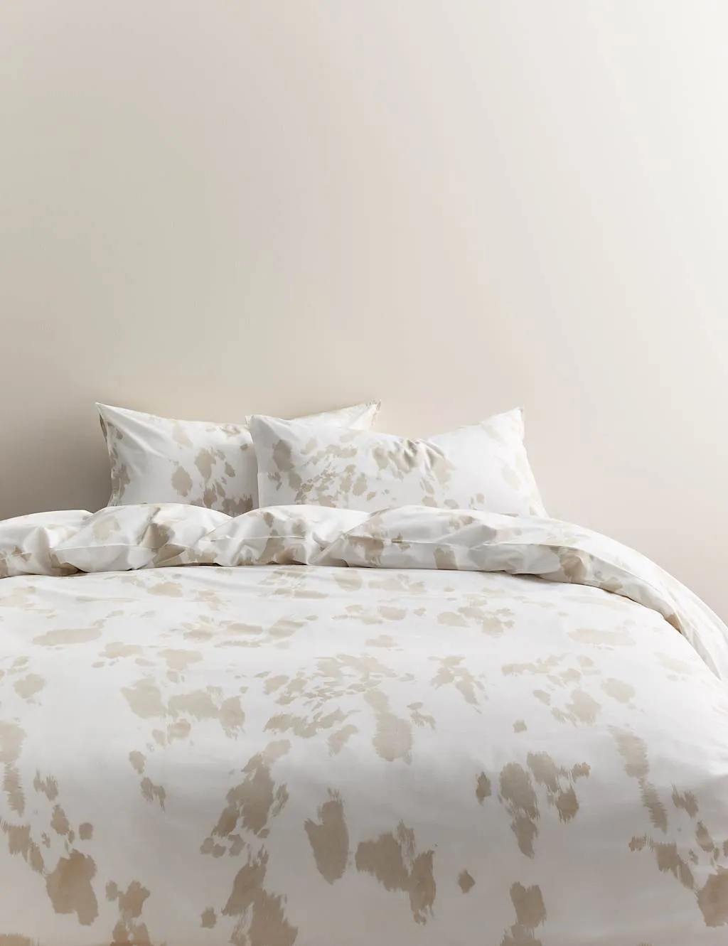 M&S Cotton Rich Cow Print Bedding Set Natural Mix