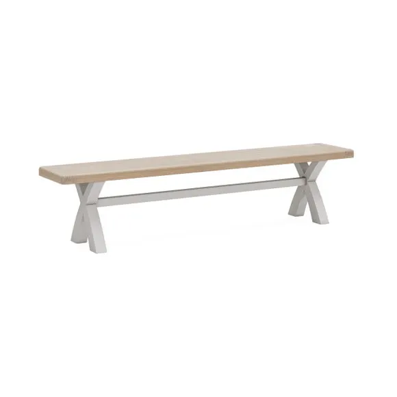Salcombe Cross Leg Dining Bench, Oak 2