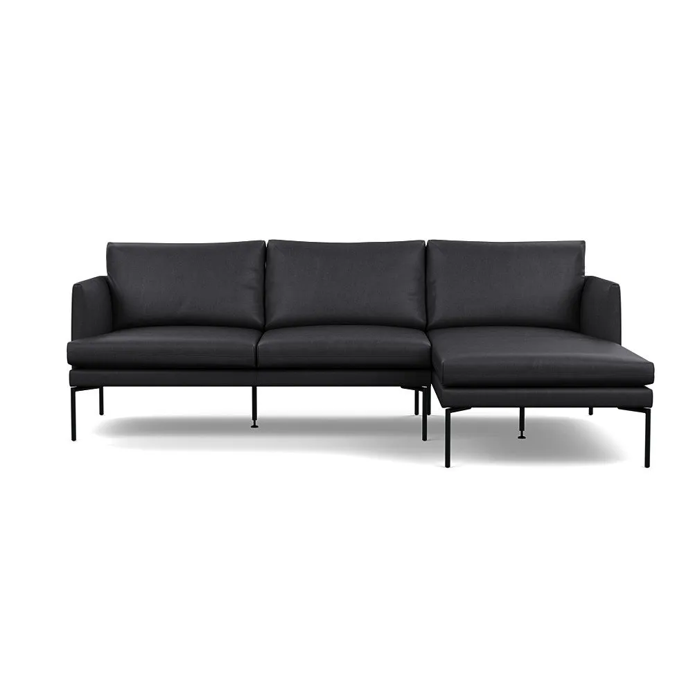 Heal's Matera Right Hand Facing Chaise Sofa Linea Leather Black 622 1