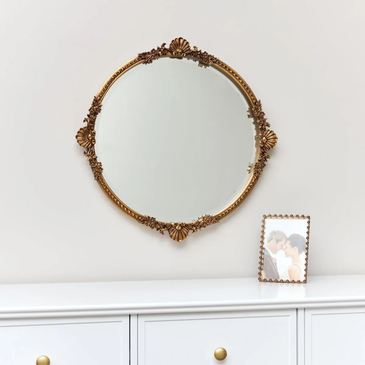 Melody Maison Round Gold Ornate Wall Mirror 56cm X 56cm