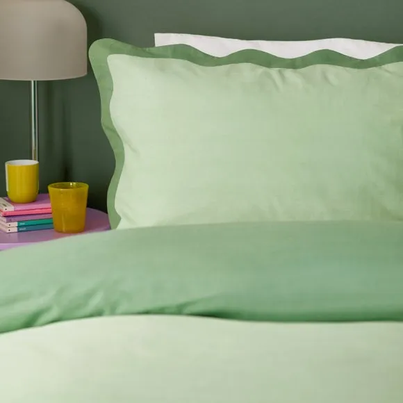 furn Wiggle Scallop Duvet Set Single, Green 2