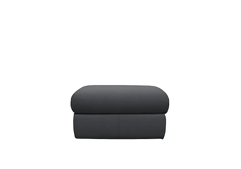 Kingsbury Leather Storage Footstool - Cambridge Petrol Blue