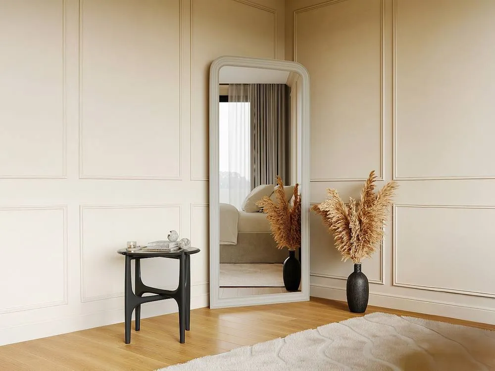 Vente-unique Large Paulownia Wood Mirror - L80 X H180 Cm - Matt White - HELOISE