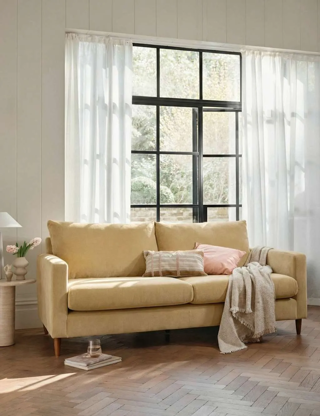BARKER AND STONEHOUSE Todd Chenille 3 Seater Sofa Yellow