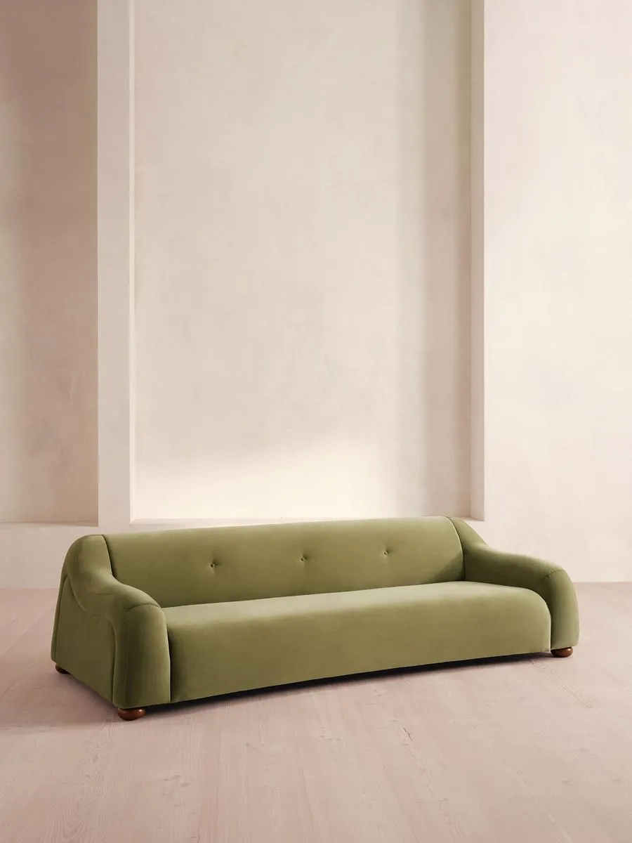 Liana Four Seater Sofa, Velvet, Lichen