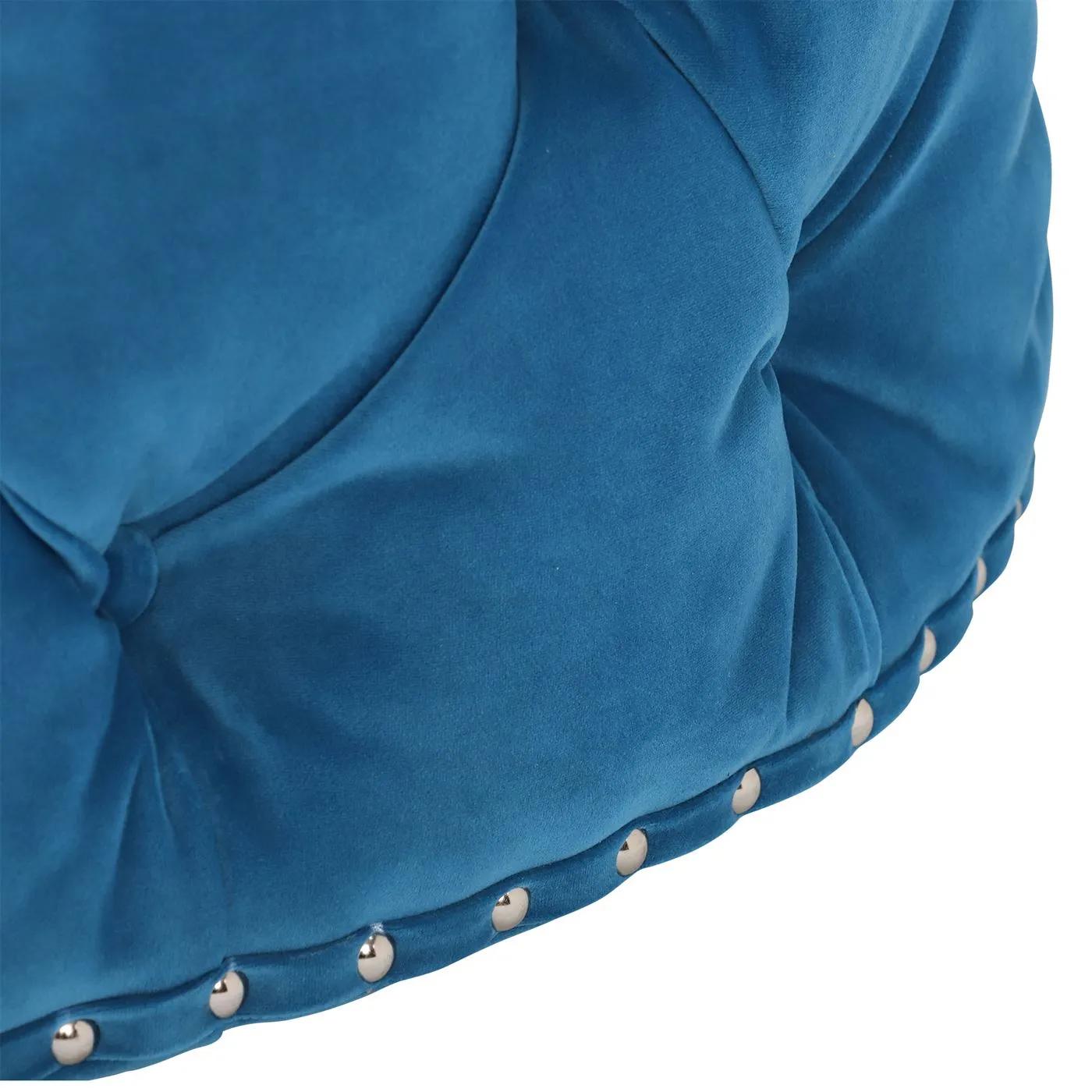Timothy Oulton Lord Digsby Round Medium Footstool, Blue Fabric | Barker & Stonehouse 4